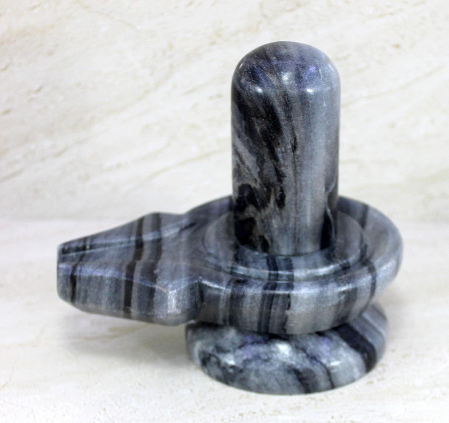 Black Marble Stone Shiva Lingam Shiv Ling Idol Murti Statue (5.25 Grey)
